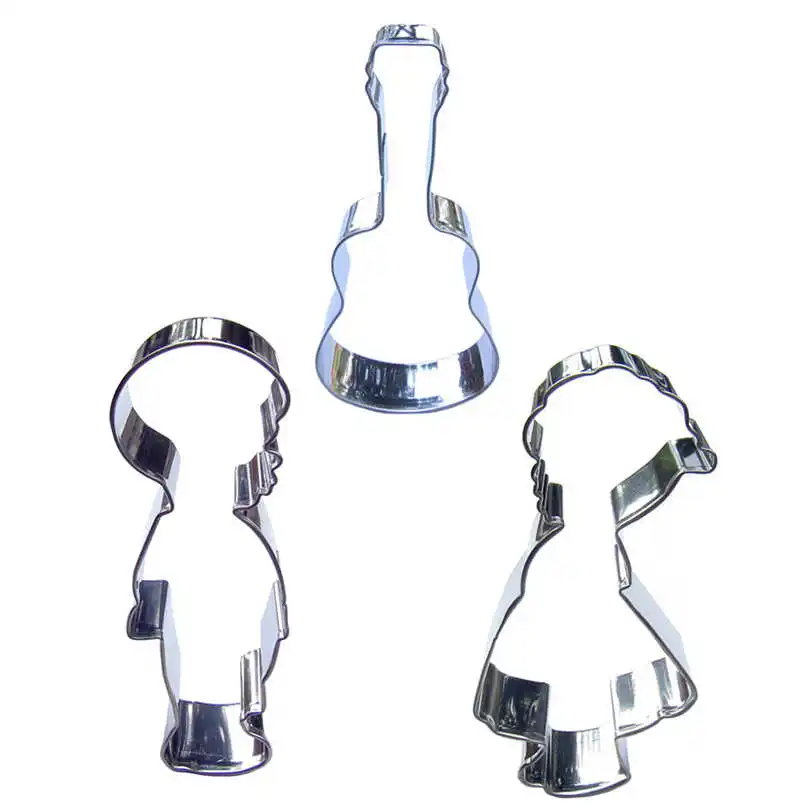 Guitar Boy and Girl shaped 3 piece biscuit cutting molds baking tools cake decorating soft candy tools. | Дом и сад