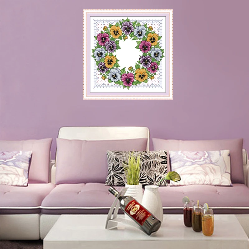 Тканевый венок Joy Sunday the Pansy 11CT 14-каратный холст DMC Счетный Китайский Набор для