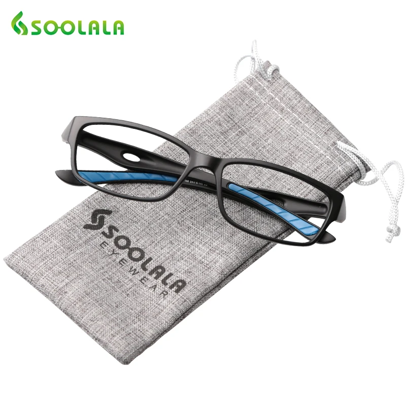 Спортивные очки для чтения SOOLALA TR90 легкие с прозрачными линзами по рецепту мужчин