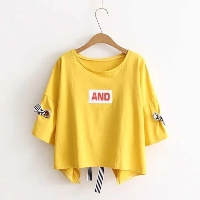 Женская свободная футболка с круглым вырезом Повседневная Kawaii Style повседневные