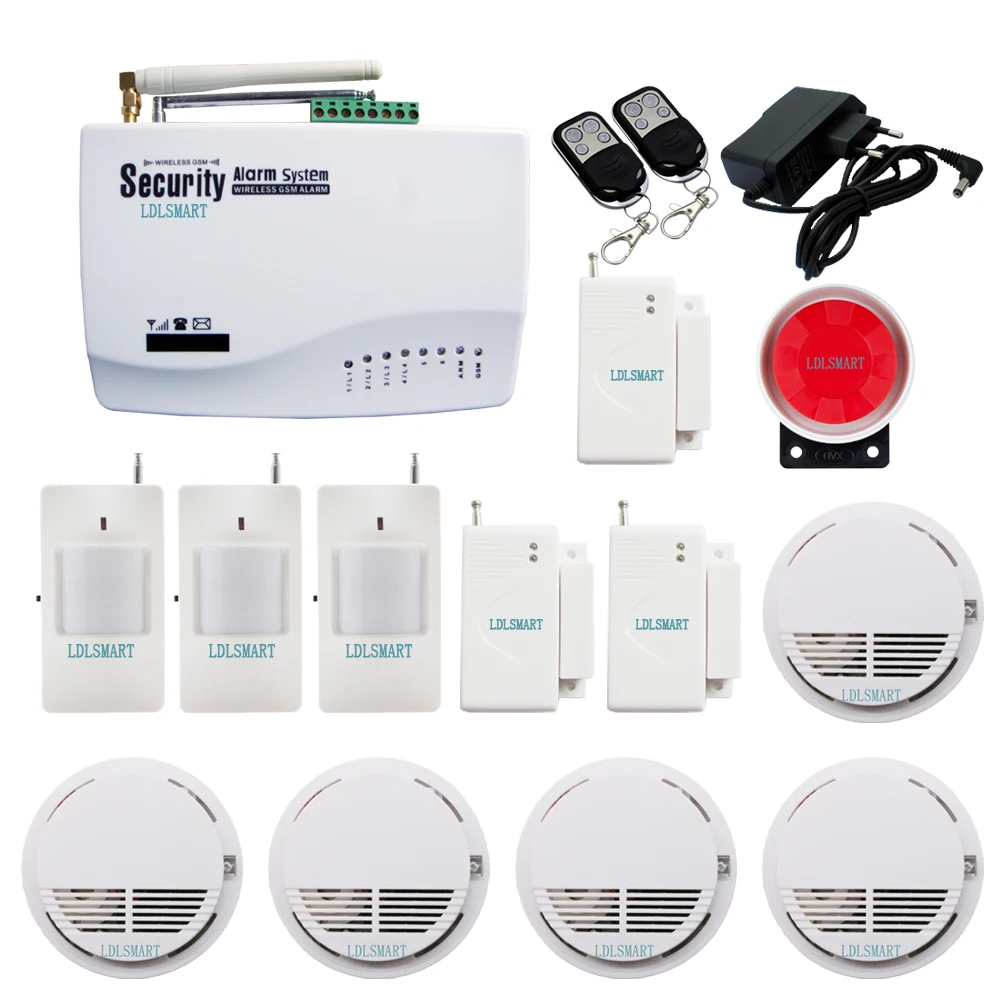 Две антенны Охранная GSM домашняя сигнализация с пожарной сигнализацией|system