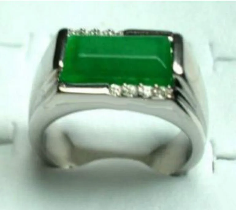 

Beautiful Green jade crystal Men's Ring size 8-10-12#
