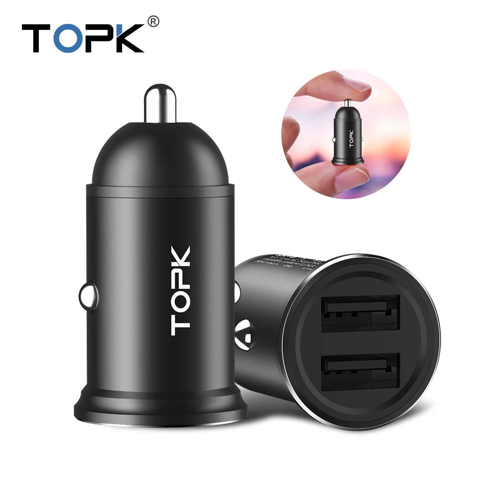 Автомобильное зарядное устройство TOPK G203 Mini USB для iPhone Xiaomi мобильный телефон