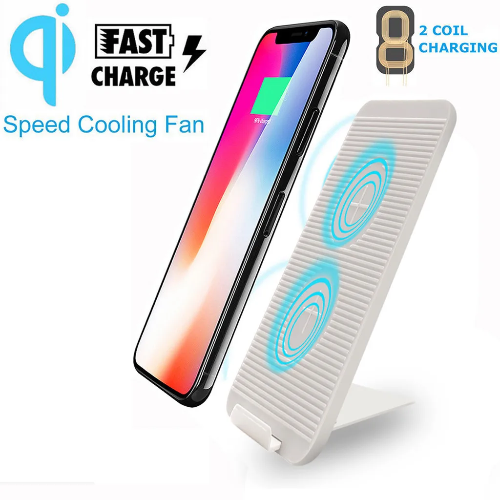 Беспроводное зарядное устройство для iPhone X Samsung 2 катушки беспроводное Qi