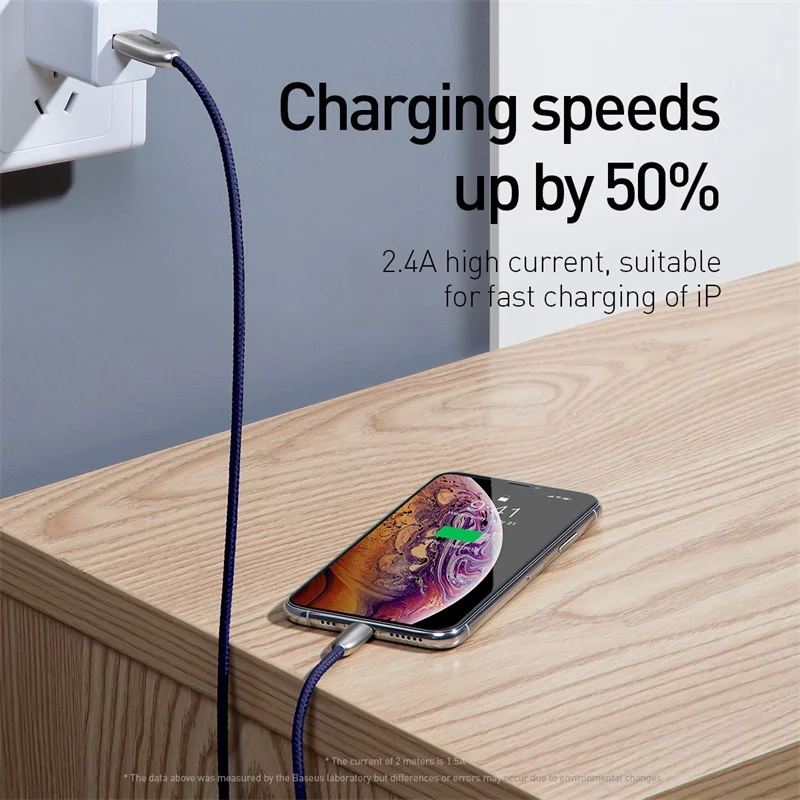 Usb-кабель Baseus для iPhone XS Max XR X 8 7 6 6S Plus 5 5S iPad из цинкового сплава, шнур для быстрой зарядки и передачи данных, кабель для зарядного устройства iPhone