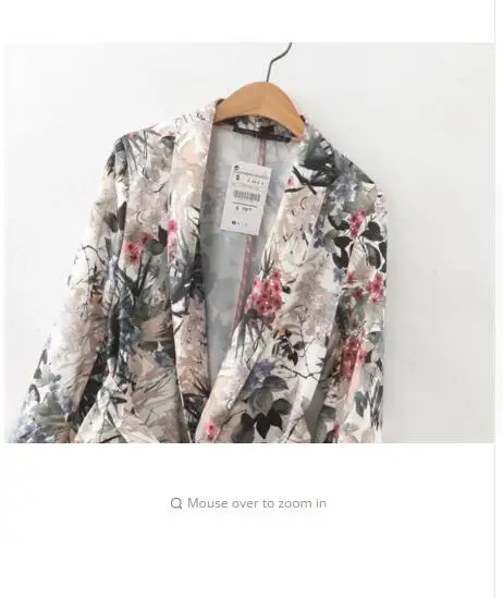 2017 Autumn Women Floral Print Blazer Notched Collar Coat Vintage Flower Long Suit Jacket Outerwear Casaco Feminine Tops | Женская