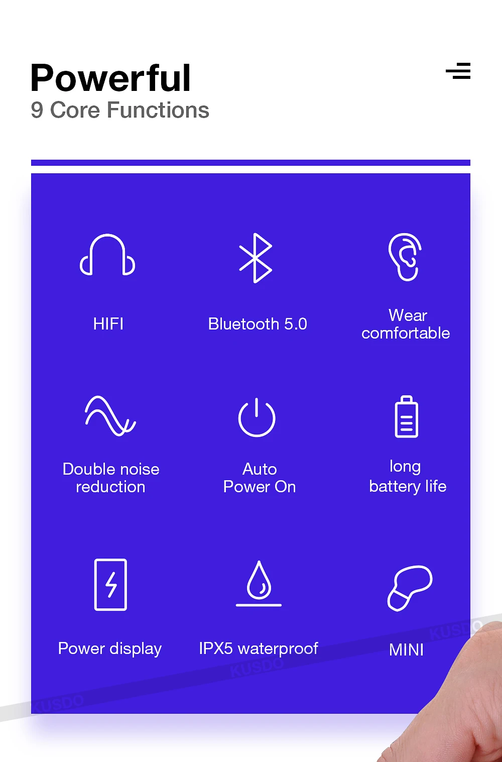 KUSDO Bluetooth наушники беспроводные наушники tws стерео спортивные игровые гарнитуры громкой связи для всех смартфонов Xiaomi iPhone