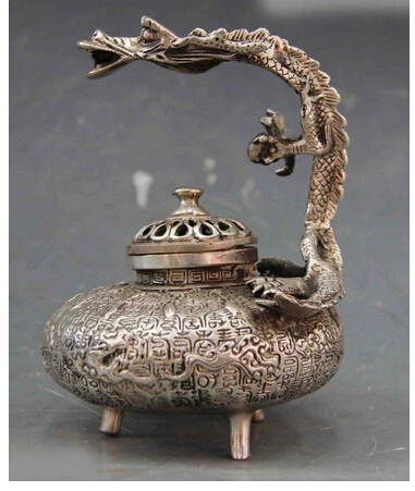 Медные, латунные, китайские поделки, Декор, Азиатский 5,5 Тибетский budismo branco, медный, серебристый, зажигательный, SD 506