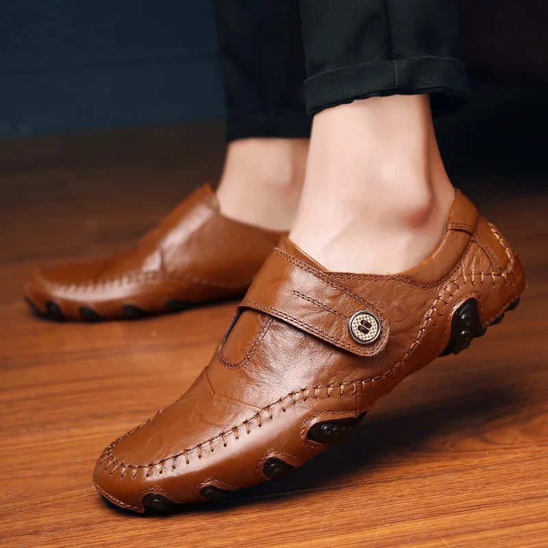

REETENE New Comfortable Boat Shoes Loafers Men Shoes Leather Shoes Men Casual Winter Shoes Men Outdoor Sneakers Male Footwear