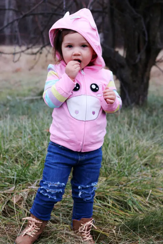 Emmababy Осенняя кофта с капюшоном для маленьких девочек принтом в виде животных