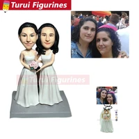 wedding cake topper real face figurine resin clay home decoration dolls anime action figure toy polymer clay doll bride groom