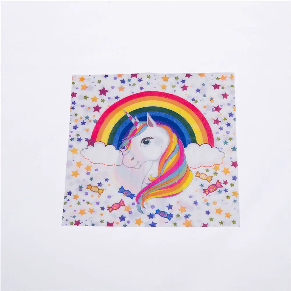 Салфетки с единорогом бумажные полотенца одноразовая посуда тематическая