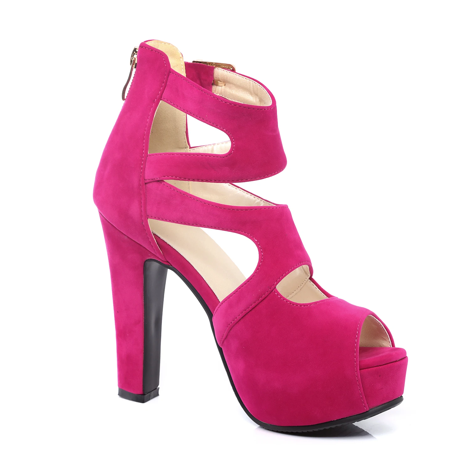 Босоножки женские из флока на высоком каблуке сандалии толстом с ремешками