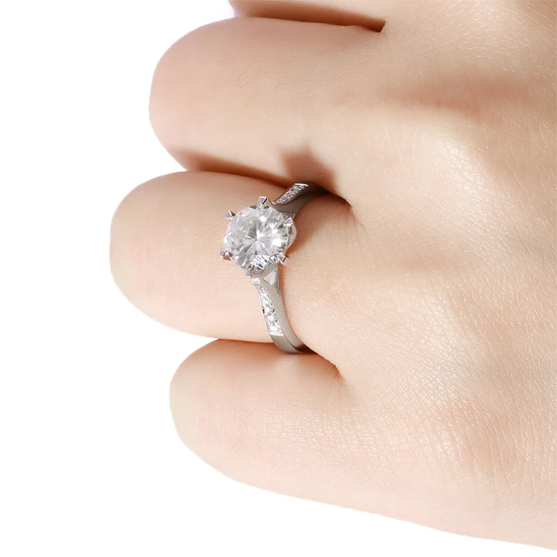 Пользовательские Ювелирные Изделия 2 Карат GH Цвета Круглой огранки Муассанит