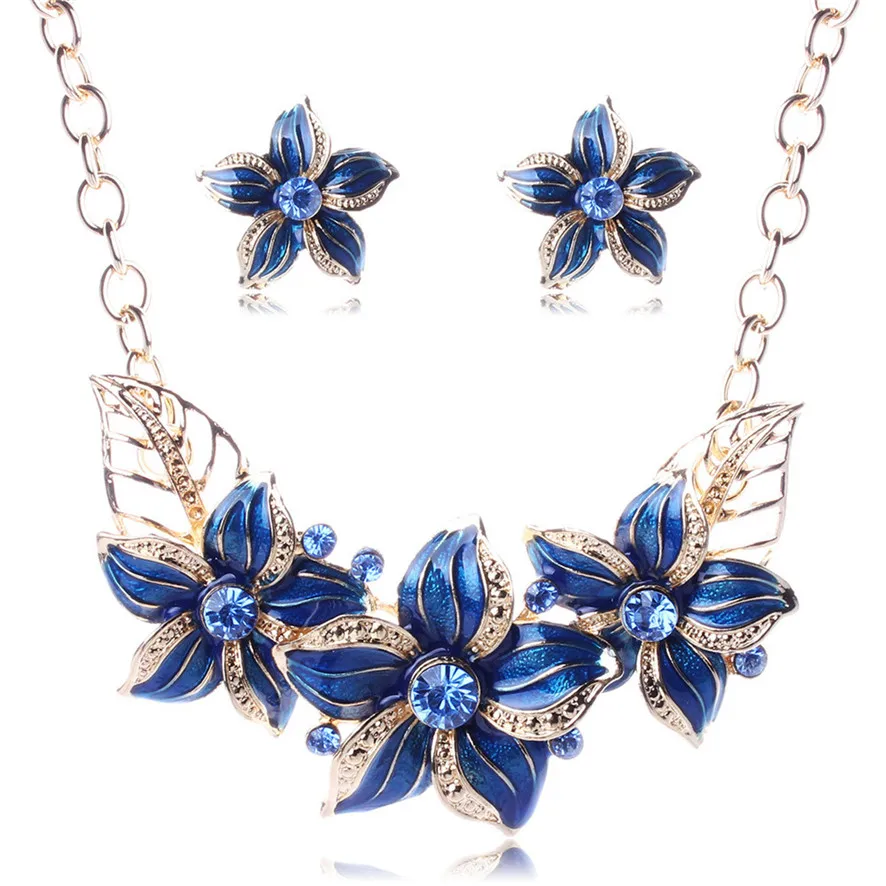 Женское винтажное массивное ожерелье элегантные серьги с цветами|jewelry sets|statement