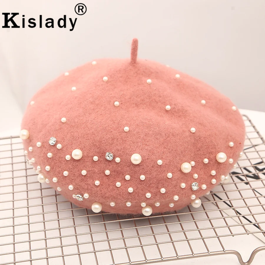 Kislady модные шерстяные с перламутром шапки-береты Новый осень зима Англия Винтаж