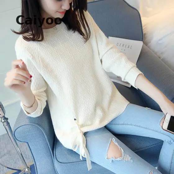 Feminino Real Jumper 2018 Autumn Winter New Knitted Sweater Female Head Section Short Sleeves Loose Korean Earl | Женская одежда