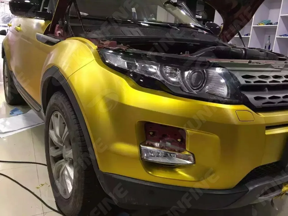 Стайлинг автомобиля обертка холодная матовая Золотая Автомобильная виниловая