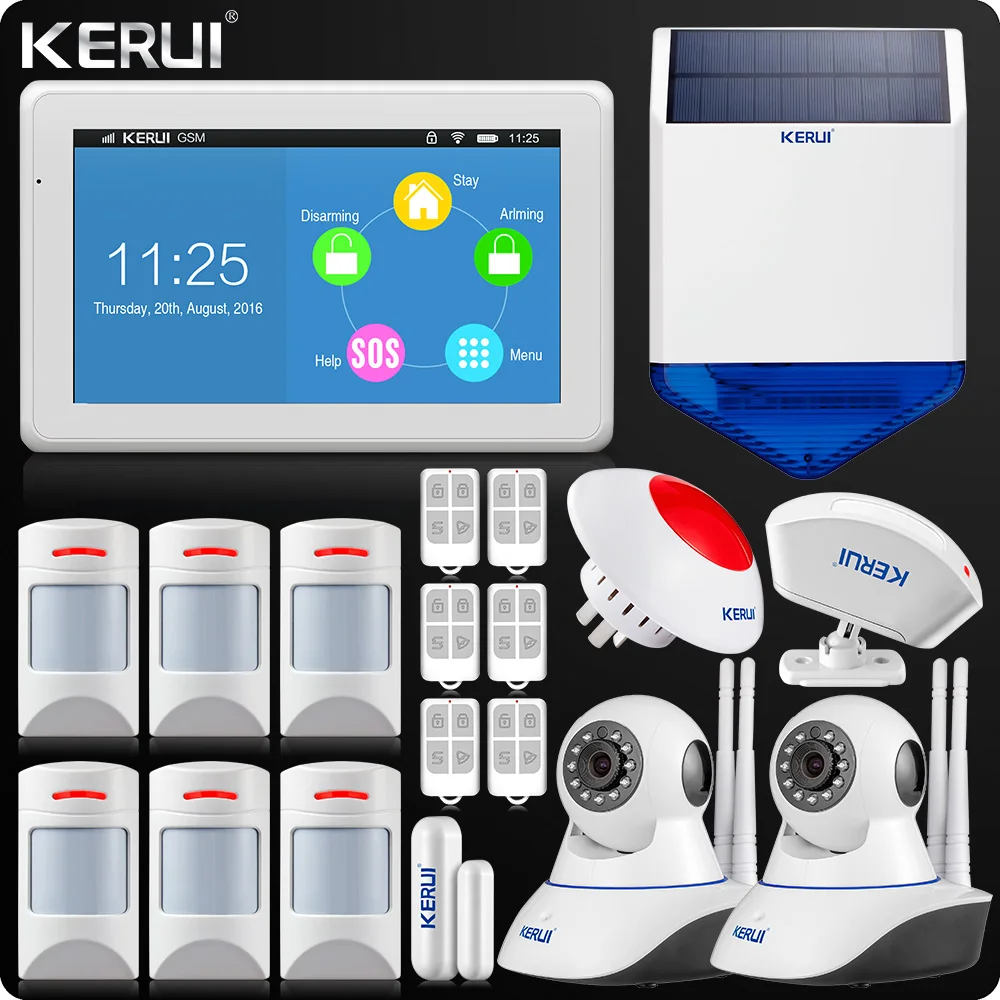 KERUI сенсорный экран 7 дюймов TFT цветной дисплей WIF GSM сигнализация система анти ПЭТ