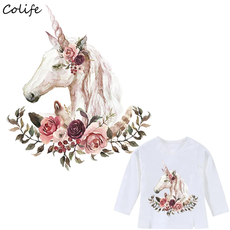 Boho Unicorn железная моющаяся футболка с надписью Ropa Diy украшение простая печать