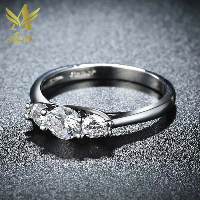 Angg Мода кольцо фианит свадьбу Обручение Jewelry Кольцо Обручальные кольца Круглый