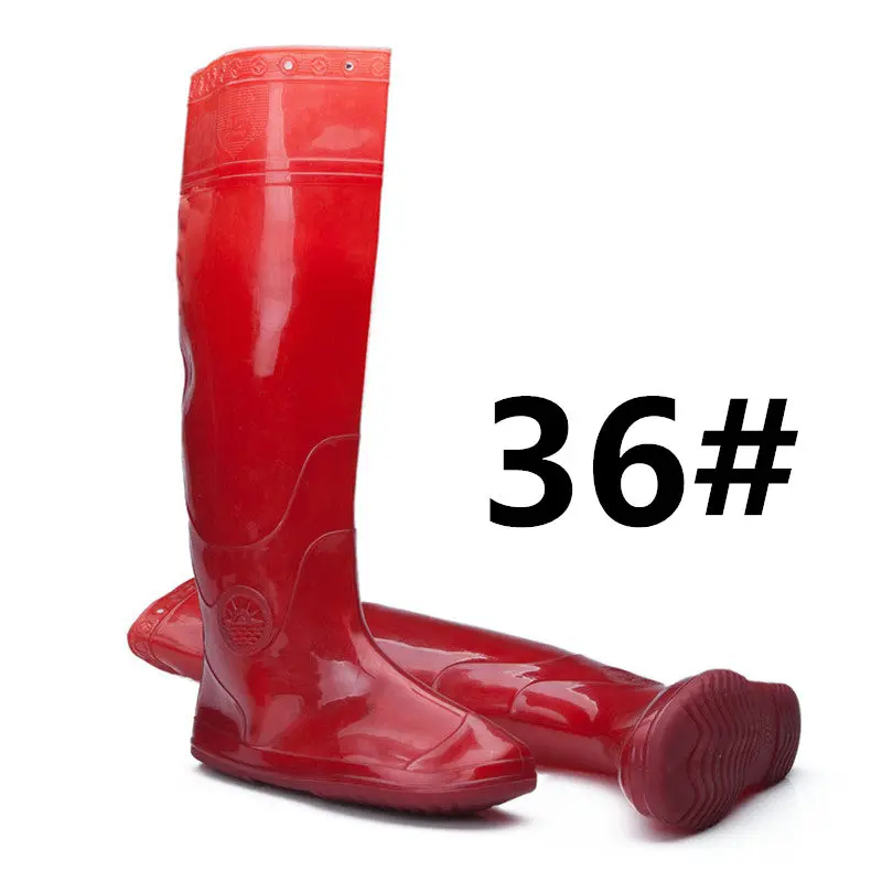 Red 36 Высокие камуфляжные рыболовные болотные сапоги из ПВХ, износостойкие, для охоты, рыбы, сапоги для рыбалки, обувь унисекс, многофункциональные рыболовные сапоги - Цвет: Red 36