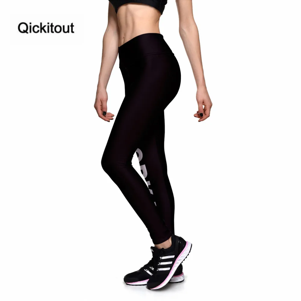 Qickitout леггинсы 2016 новое поступление белые буквы рабочие 3D печати модные женские