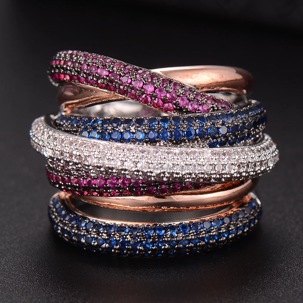 Женское кольцо SISCATHY роскошное с геометрическим узором и фианитами свадебные