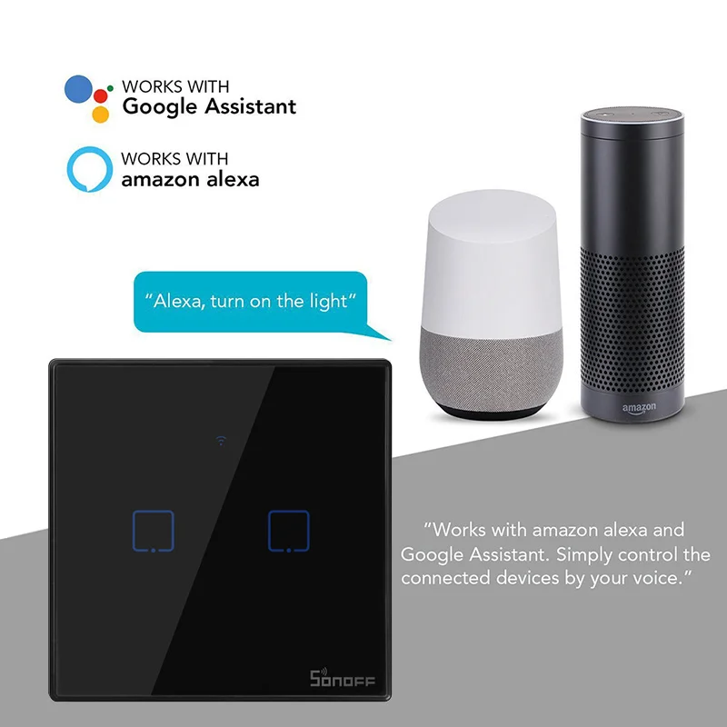 SONOFF T3 EU/US/UK TX умный Wifi настенный сенсорный переключатель черный с рамкой умный дом 1~ 3 банды 433 RF/Voice/APP Управление работает с Alexa