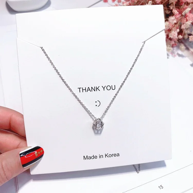 Простые геометрические Полые циркон ожерелье женщин Гипоаллергенное fadeless