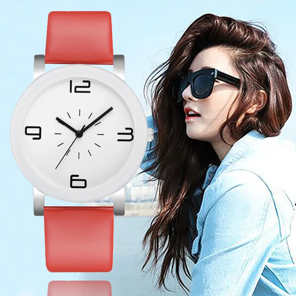 Повседневные модные женские часы монохромный белый цифровой циферблат ремень