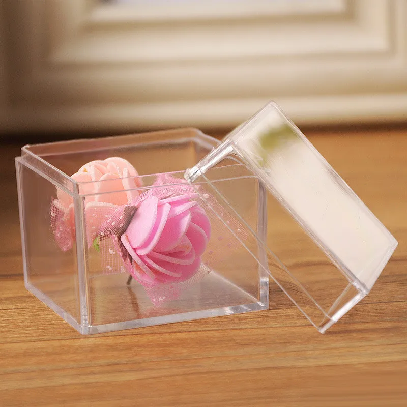 

Квадратная коробка конфет для свадебных торжеств, пластиковая прозрачная подарочной коробке, 12 штук, прозрачные коробки для сувениров на Р...
