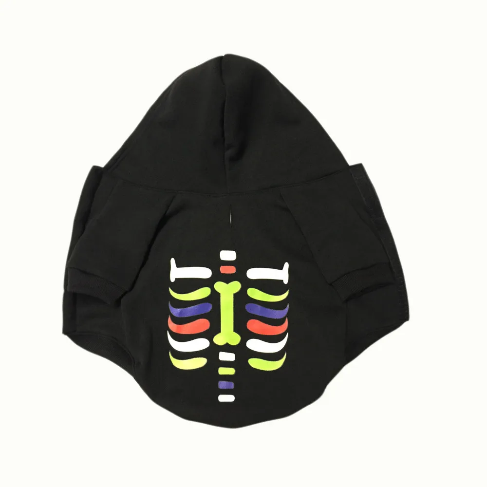 Одежда для собак на Хеллоуин тыква кость одежда Крутое пальто свитер с капюшоном