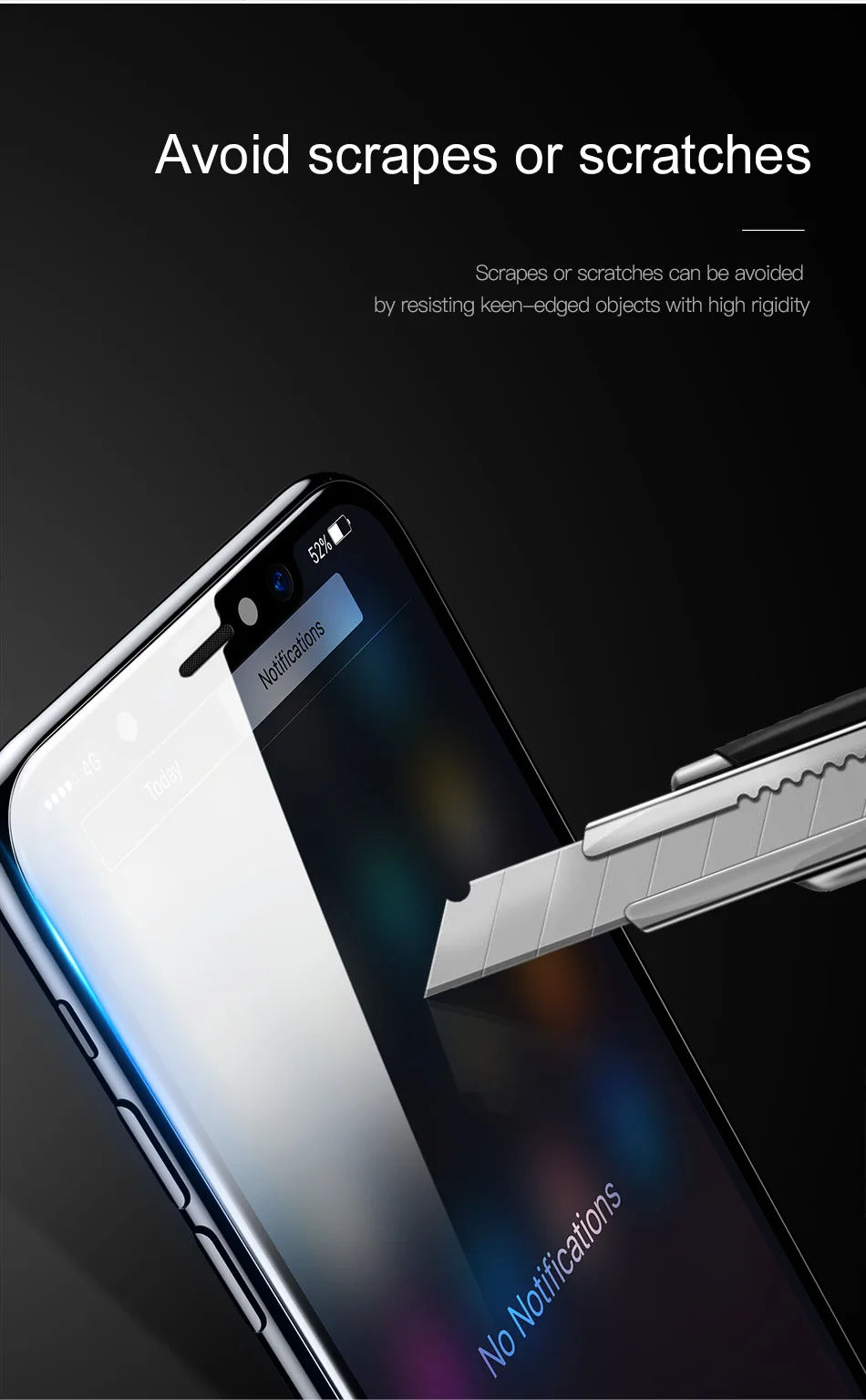 Защитная пленка Baseus для iPhone X XS, 0,2 мм, 9 H, закаленное стекло для iPhone X S, ультратонкое 6D, полное покрытие, переднее защитное стекло