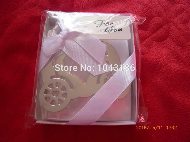 

wedding party favor gift and giveaways for guests--pumpkin carriage metal Bookmark Bridal Shower Birthday Gift 100pcs/lot