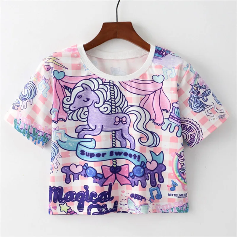 MITTELMEER/Летняя футболка kawaii для девочек студентов женщин Harajuku с коротким рукавом