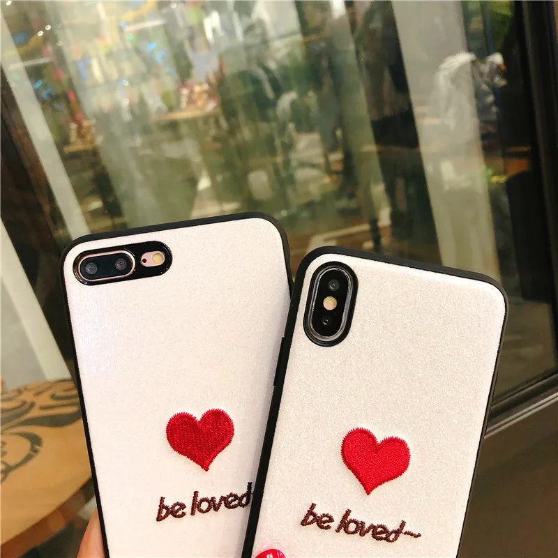 Чехол с вышивкой для iPhone XR XS MAX X 8 7 plus милый чехол сердечком и полной защитой 6 6s