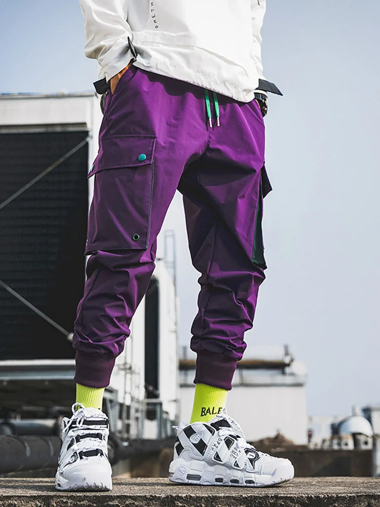 2019 Весна мужские пряжки ремни брюки карго 2018 хип хоп мульти с карманами