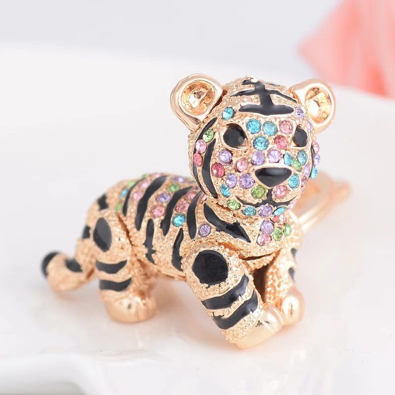 Multicolor Модный корейский милый брелок для ключей с тигром, брелок для ключей, оптово-розничные продажи - Цвет: Multicolor