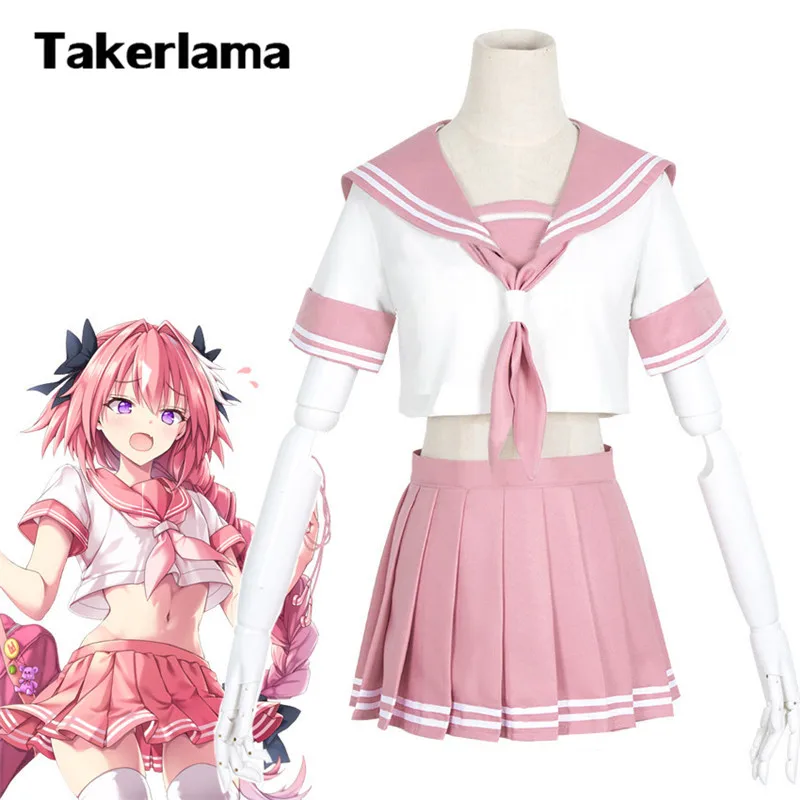 Takerlama Fate Apocrypha FGO Astolfo косплей костюм розовый матросский JK школьная форма платье