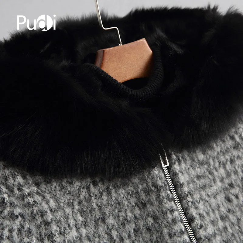 PUDI A68253 парка из настоящего полиэстера, пальто, куртка, пальто, Женское зимнее Норковое меховое пальто с воротником из овечьей шерсти, теплое пальто, Осеннее зимнее пальто