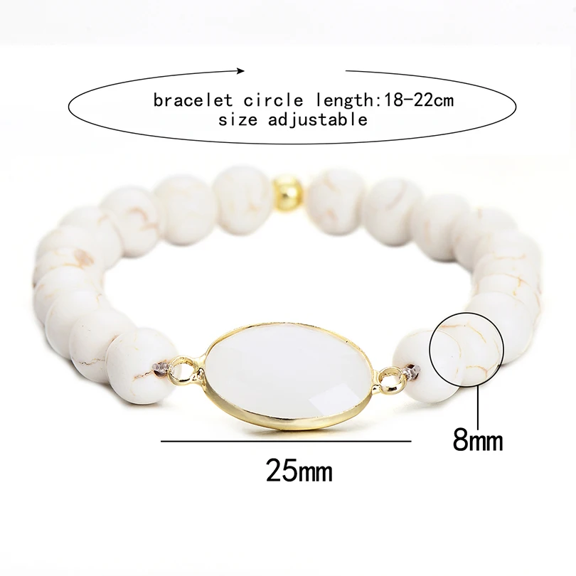 Богемия Большой овальный кристалл браслет для Для женщин Натуральный камень