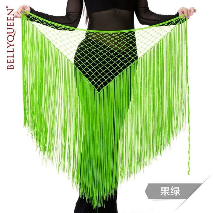 Light Green Танец живота Костюм Племенной кисточкой хип шарф обёрточная бумага пояс юбка бахрома 13 цветов - Цвет: Light Green