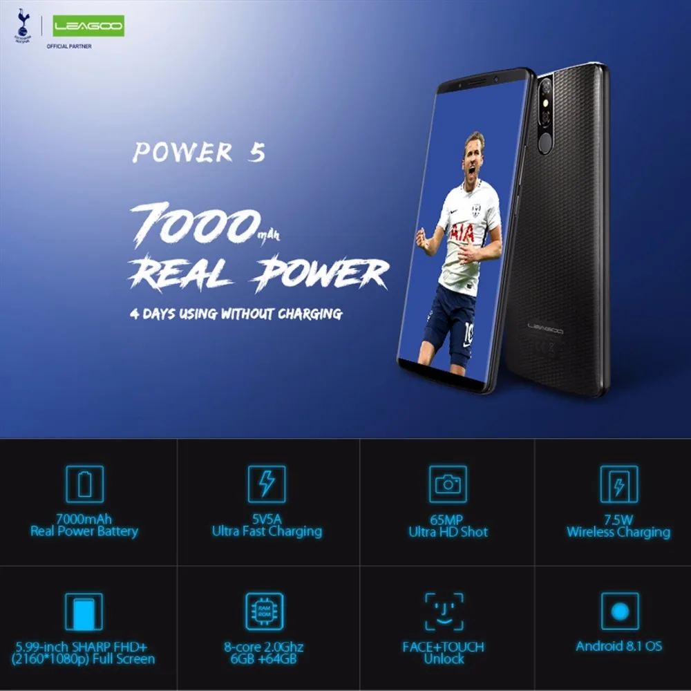 LEAGOO power 5 смартфон 99 &quotFHD + 18:9 ram 6 GB rom 64 Android 8 1 MT6763 Восьмиядерный 7000 mah двойные задние