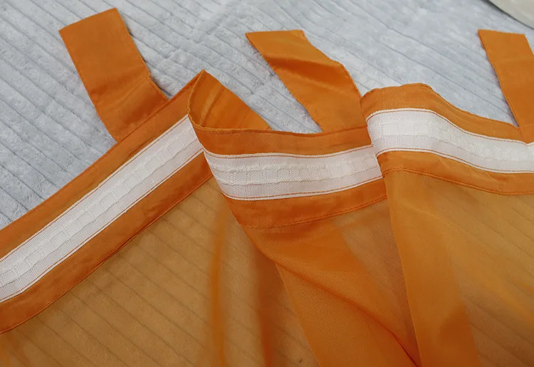 Современная свадебная тюль Tab -top прозрачная на окна оранжевая перегородка для