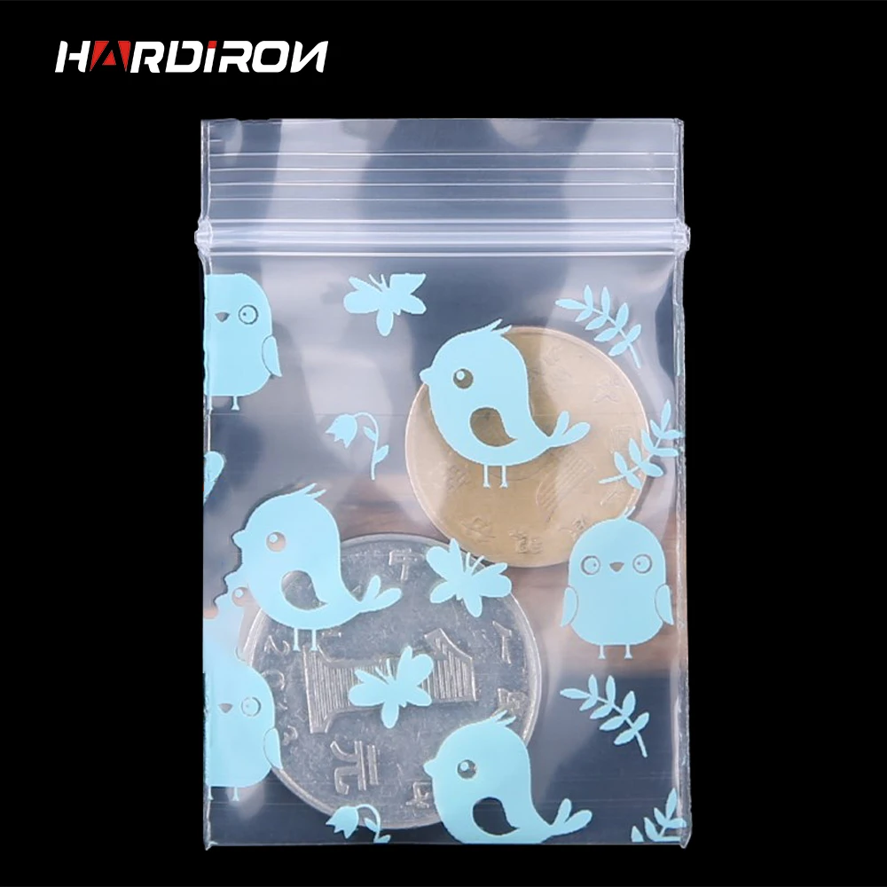 HARDIRON 500 шт синяя птица мини-сумка герметичный пластиковый мешочек маленькие ювелирные изделия противообрастающий мешок прозрачный самоуплотняющийся карман