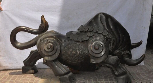 shitou 002782 42&quotchinese bronze money coin fish Wall Street Bullfighting Ox bull Cattle statue |