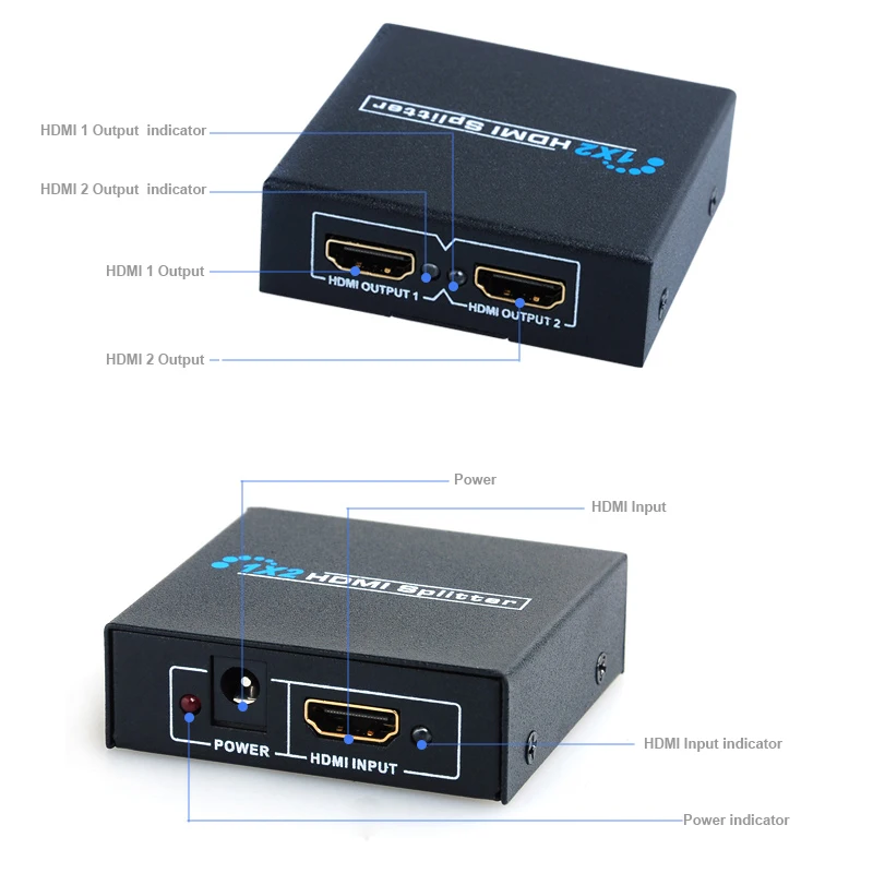 Новый 2 порта 1x2 1 вход выхода усиленный HDMI-совместимый сплиттер/распределитель
