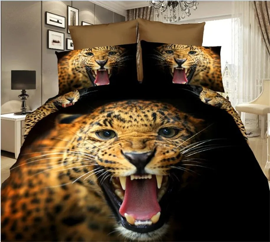 Домашний текстиль моды 3D Тигр лошадь животного Постельное бельё волк Лев Queen