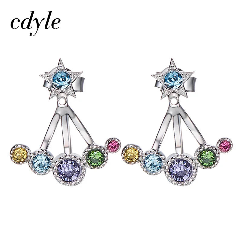 Серьги-гвоздики Cdyle из стерлингового серебра 925 пробы украшенные кристаллами